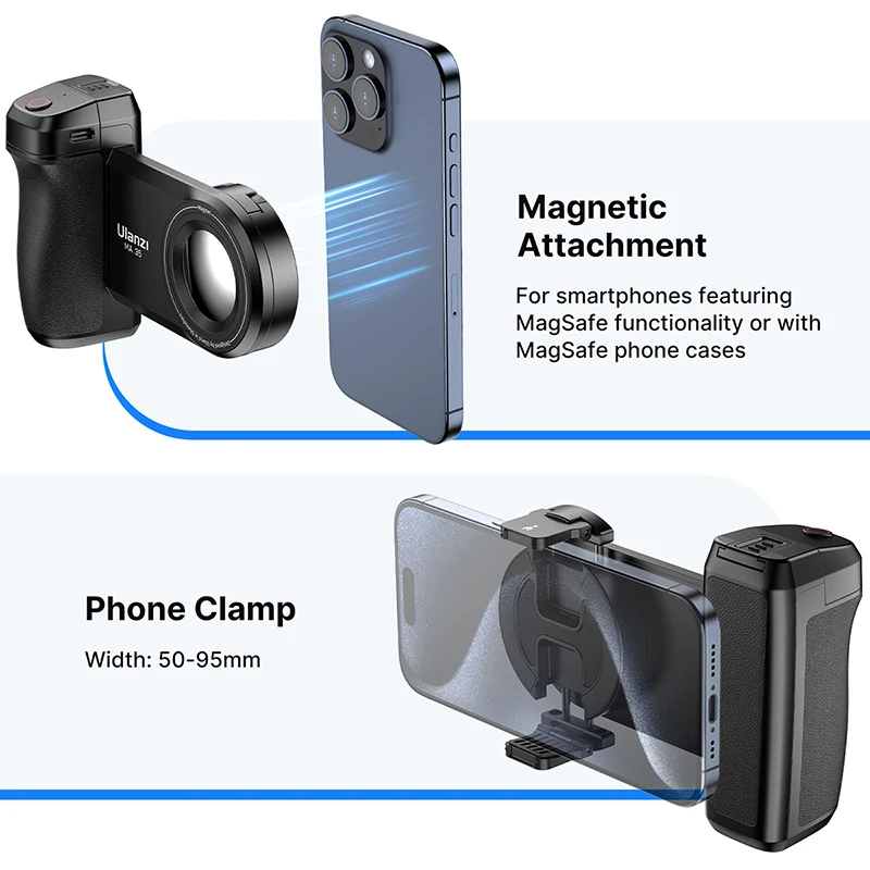 Ulanzi MA35 Phone Camera Grip Handle MagSafe Phone Clamp 15M Bluetooth Remote For iPhone 15/14/13 Vlog Selfie Live Stream - view 2