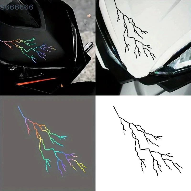 1 unidad para DIY, carenado frontal de motocicleta, tanque de combustible, casco, calcomanías de vinilo, decoración de Scooter, grieta, relámpago, pegatina creativa para motocicleta