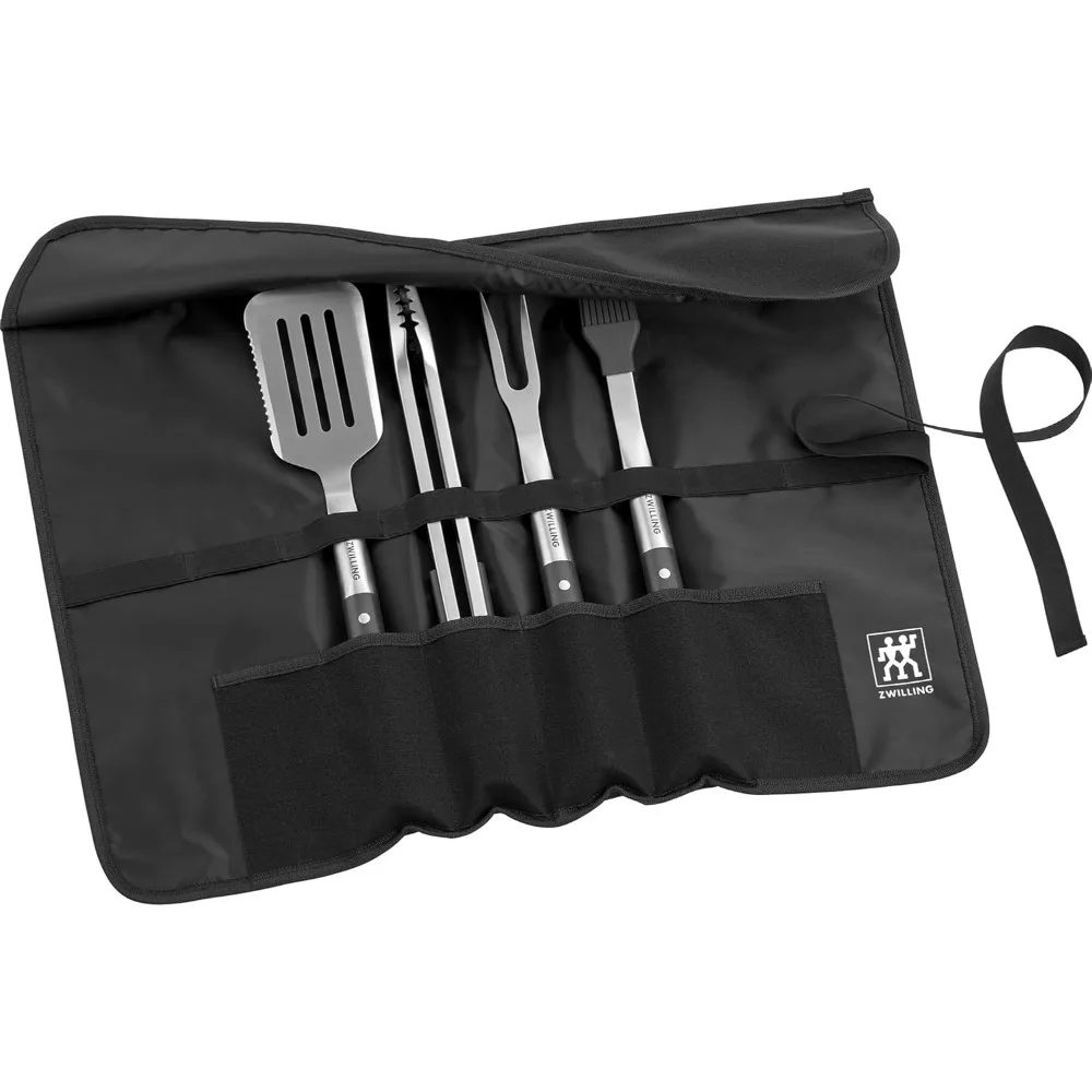

BBQ+, 5-pc Tool Set, Grill Spatula, Grill Tongs, Grill Fork, Basting Brush, Chef's Wrap, Made From Durable and Corrosion