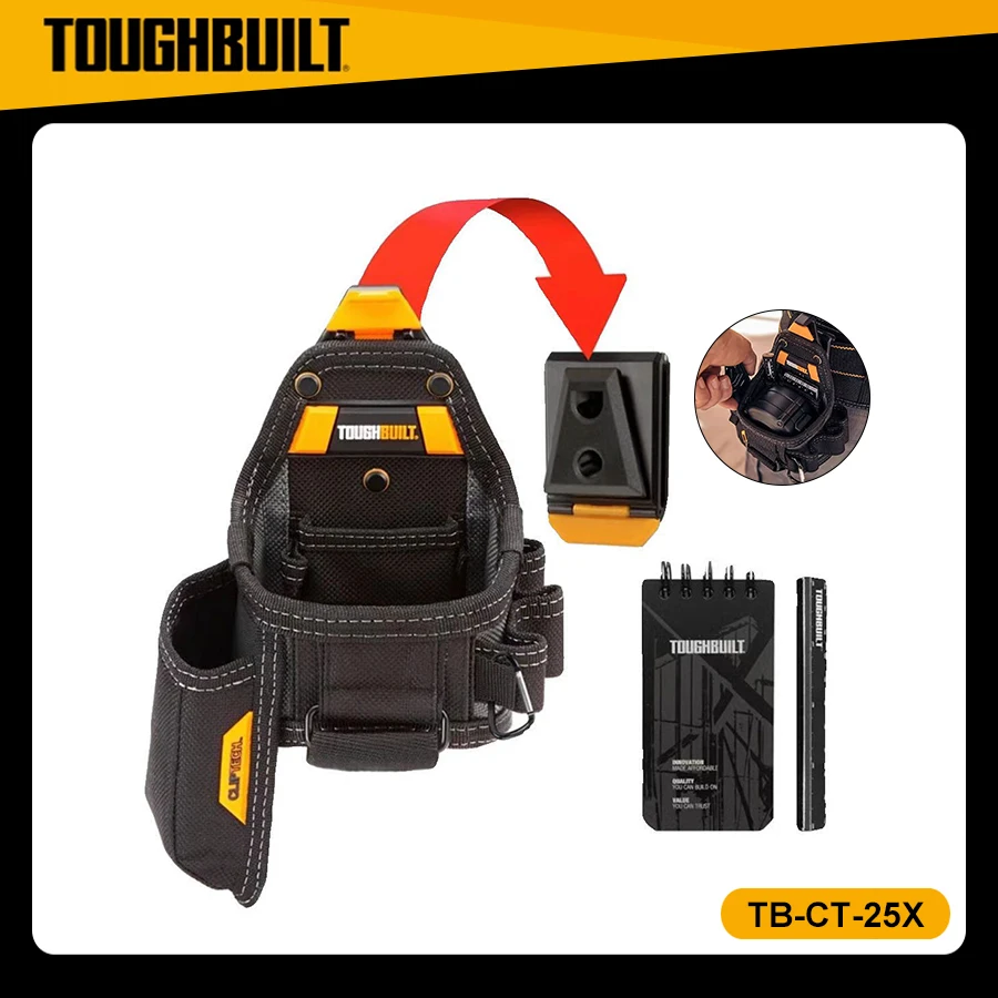 

TOUGHBUILT TB-CT-25X Tape Measure / Utility Knife Pouch + Notebook & Pencil Tool Belt Pouch Durable Power Tool Accessories