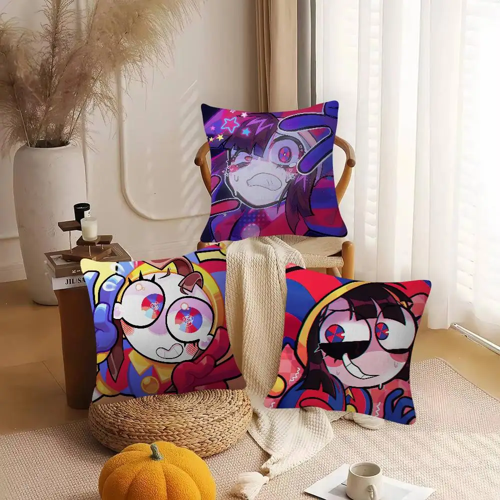 GAME The Amazing Digital Circus Cartoon Series Square Pillowcase Soft Waist Sofa Cushion Cover Bedroom Room Pillowcase
