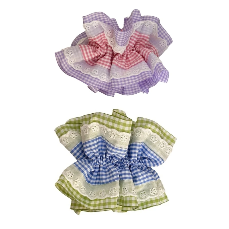 Lace Check Hair Tie Multilayer Hair Buns Scrunchies Elastic Hair Rope Scrunchy Elegant Hairband Female Hair Ornaments