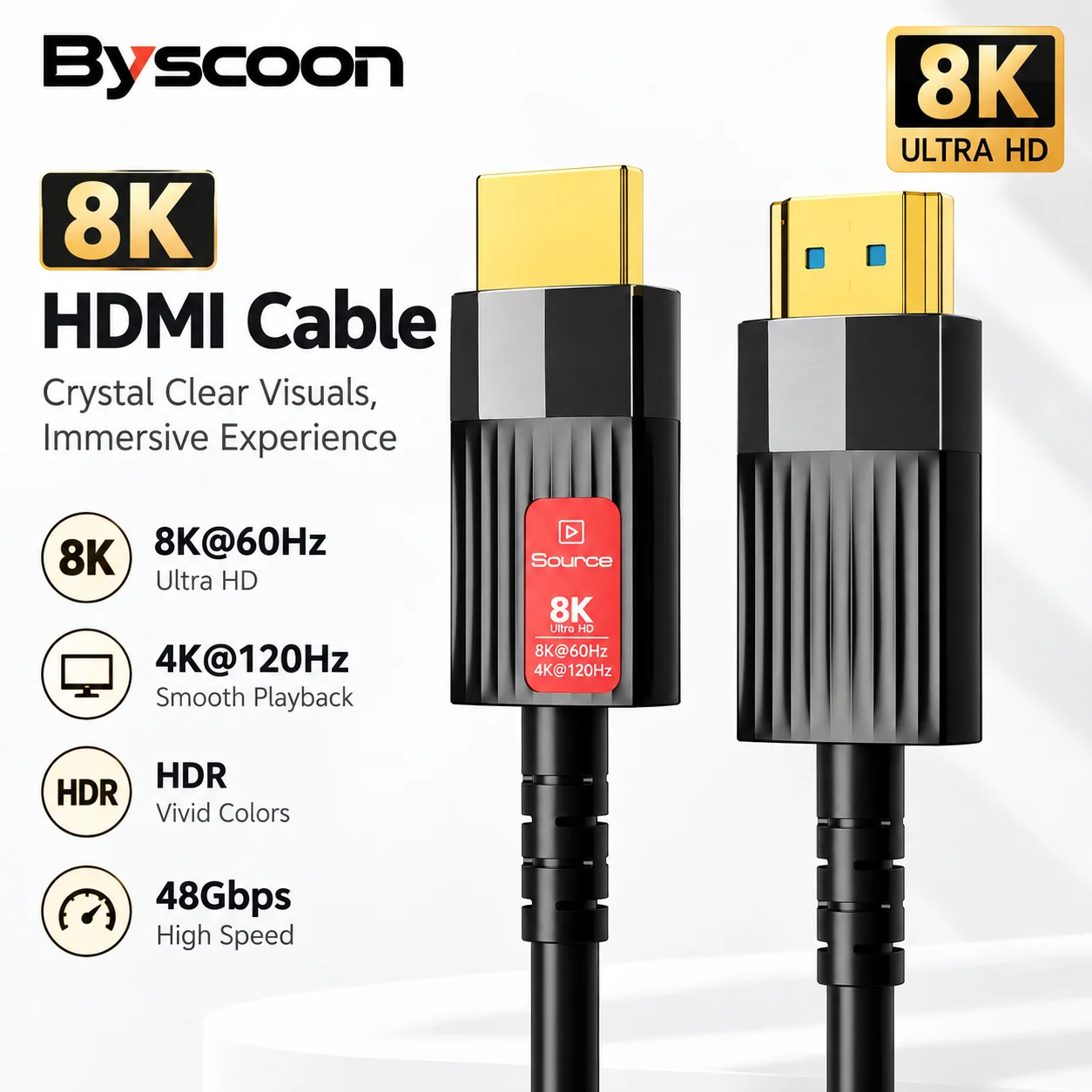 Hdmi 2.1 Cable 8K 60Hz 48Gbps Earc - 8K HDMI 2.1 glasvezelkabel, 8K@60Hz, 4K@120Hz,