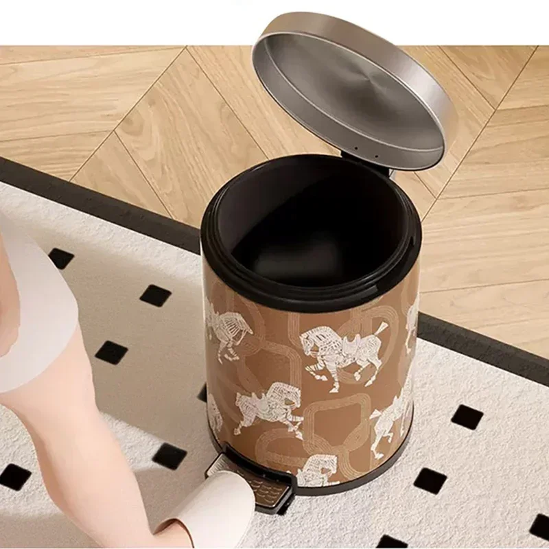 

14L medieval trash can high value household living room light luxury high-end bedroom leather new model