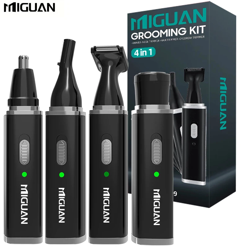 4-in-1 Professional Grooming Kit, USB Rechargeable Nose & Ear Hair Trimmer, Beard and Eyebrow Razor, Men'S Personal Care Tools
