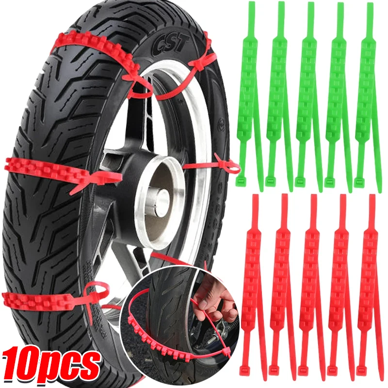 

10pcs Anti-Skid Snow Chains for Car Motorcycles Winter and Bad Terrain Wheels Anti-slip Tie Emergency Universal Lockout Artifact