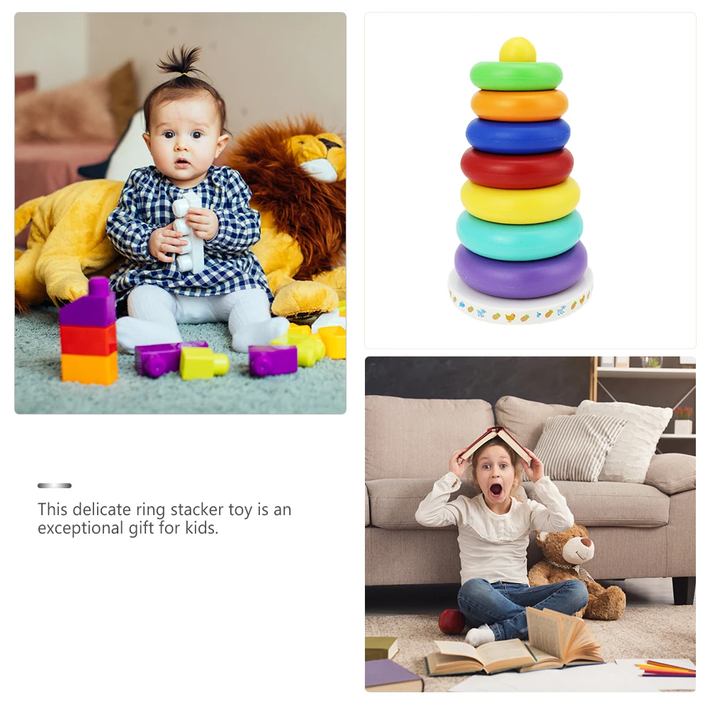 Anel colorido empilhador brinquedos educativos brinquedo do bebê plástico empilhamento jogo desenvolvimento cognitivo blocos de construção jogo seguro