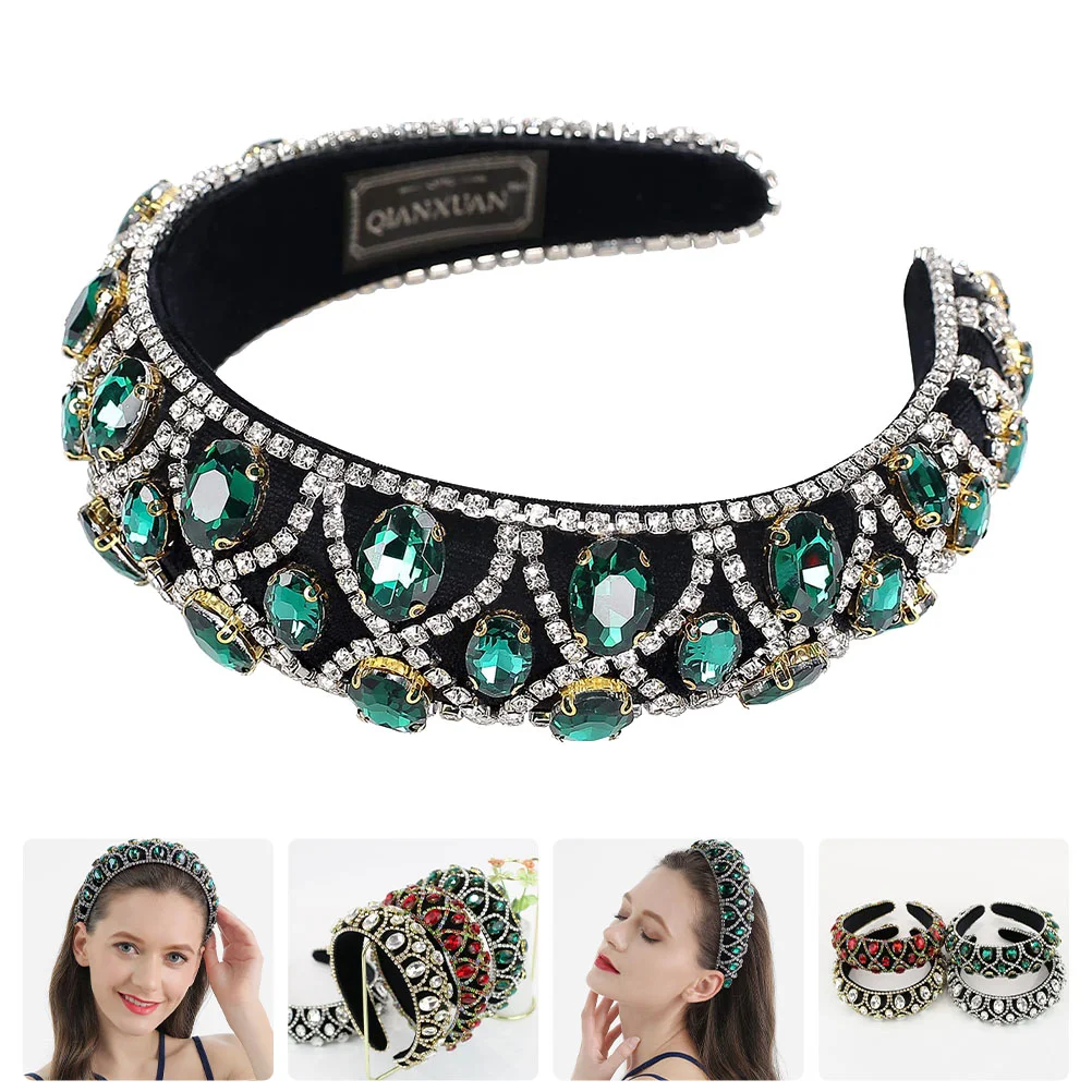 Rhinestone Headband Hairpin Pink Sponge Embellished Headbands for Women Glitter Wedding Accessories Woman Hoops Hairband