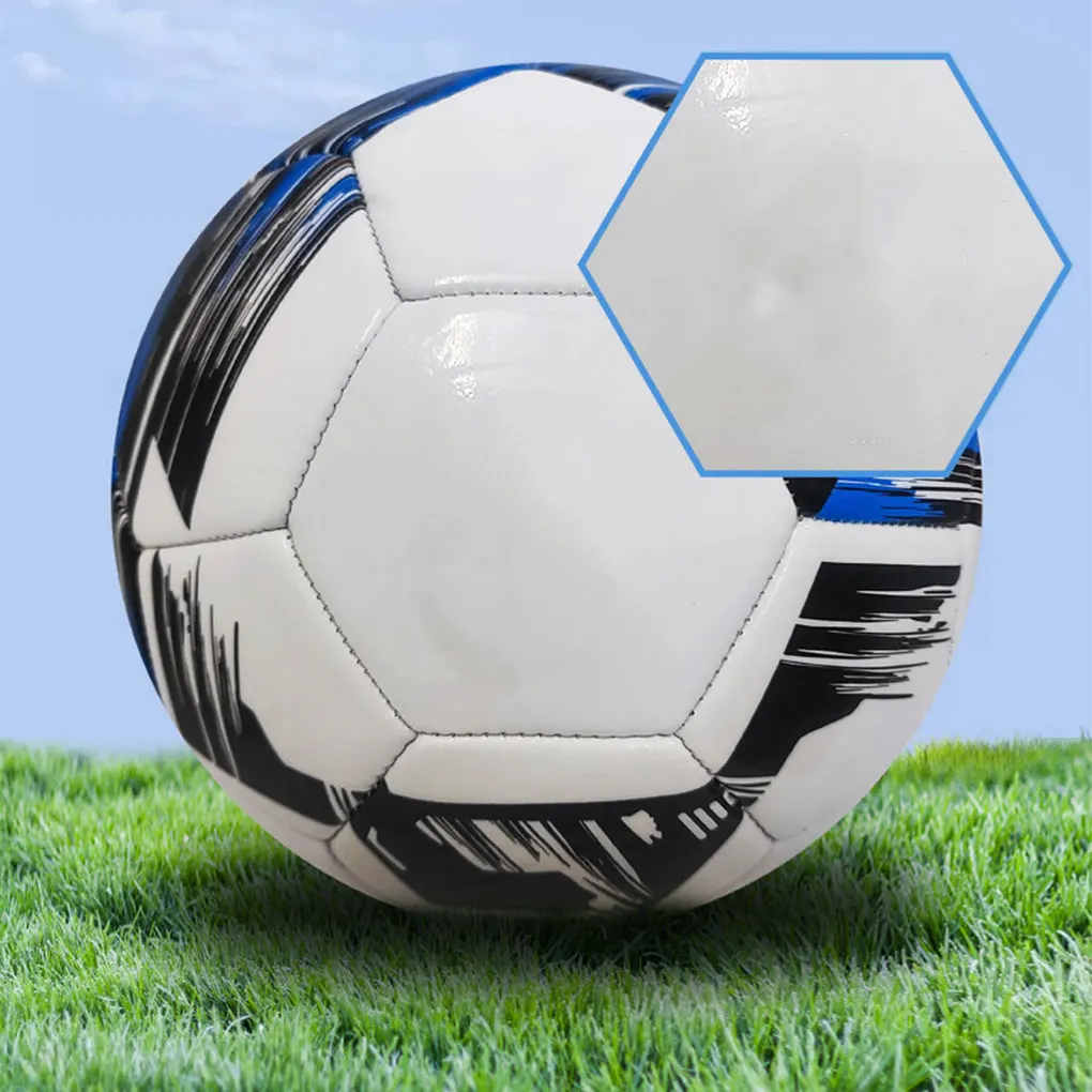 PVC Official Size Soccer Ball Designed For Football Matches Machine Stitched Panels For Added White blue