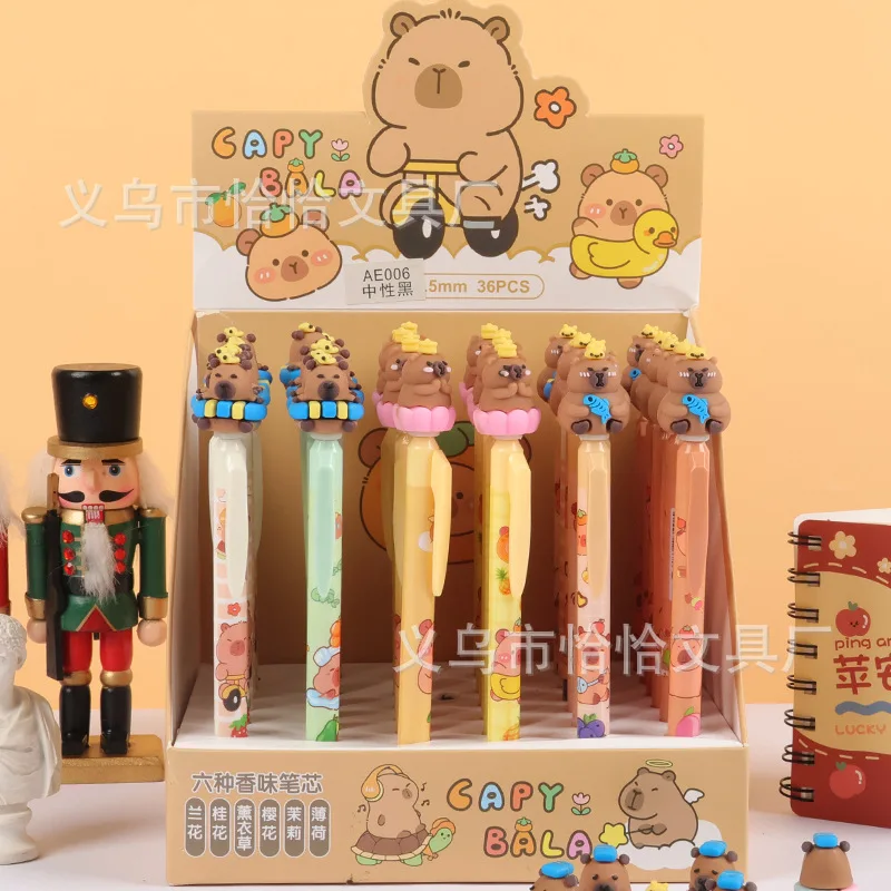 

Capibala Gel Pen 48pcs Boxed 0.5mm Black Cartoon Silicone Head Press Pen Kawaii School Student Office Writing Tools Wholesale