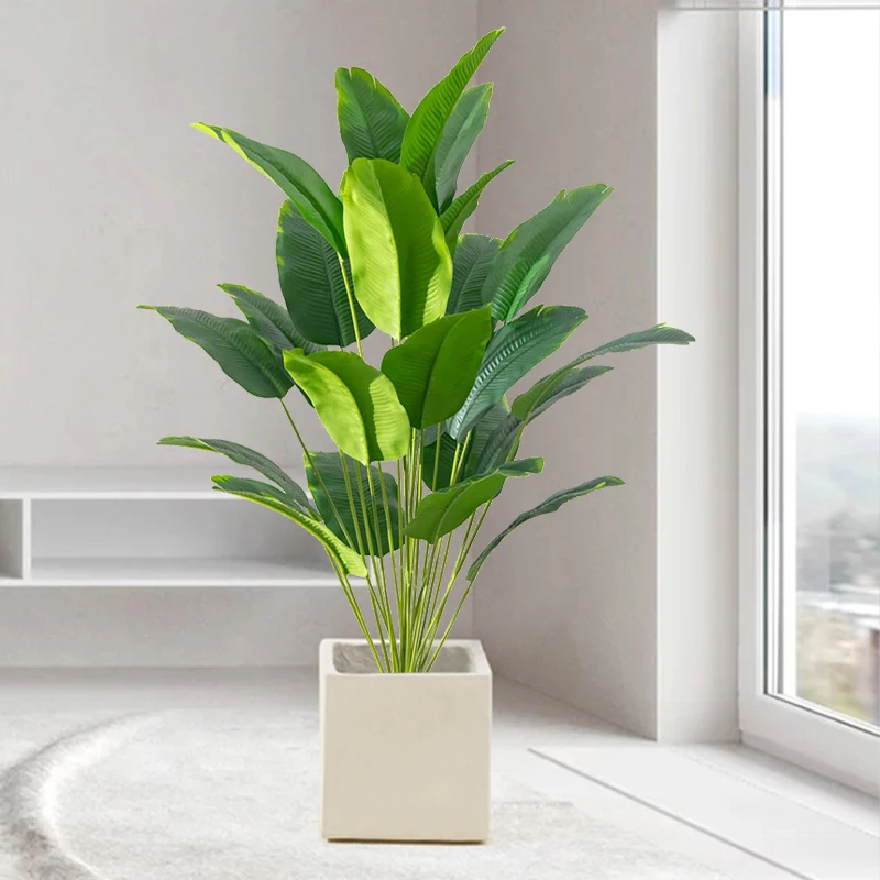 Plantes artificielles grand palmier tropical, 1 pièce, faux gels, feuilles, vrai toucher, plastique, Monstera, pour la maison, le jardin, décor de fête