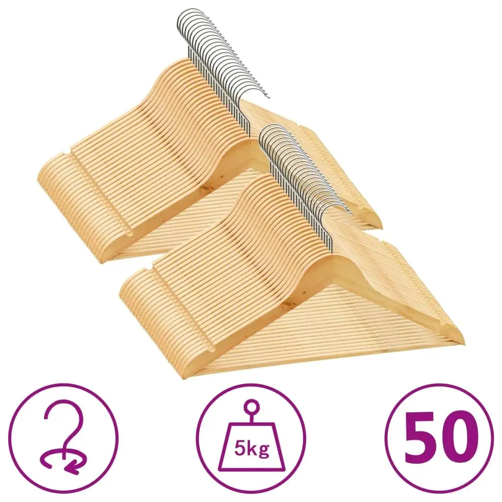 50 Pcs Non-Slip Hardwood Clothes Hangers Set - Durable & Stylish for Closet Organization