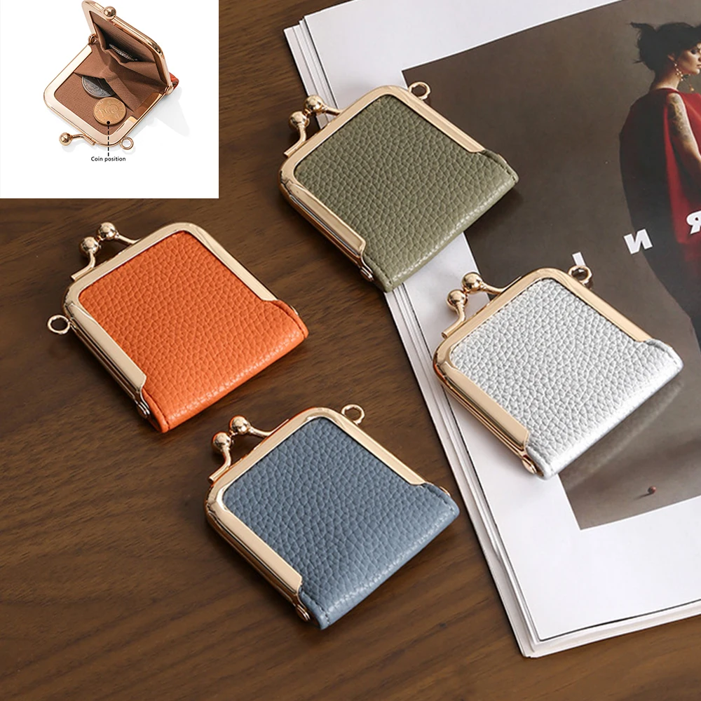 Mini PU Leather Kiss-lock Small Storage Bag for Women Ladies Jewelry Earrings Ring Coin Purse Portable Wallet for Coin Pouch