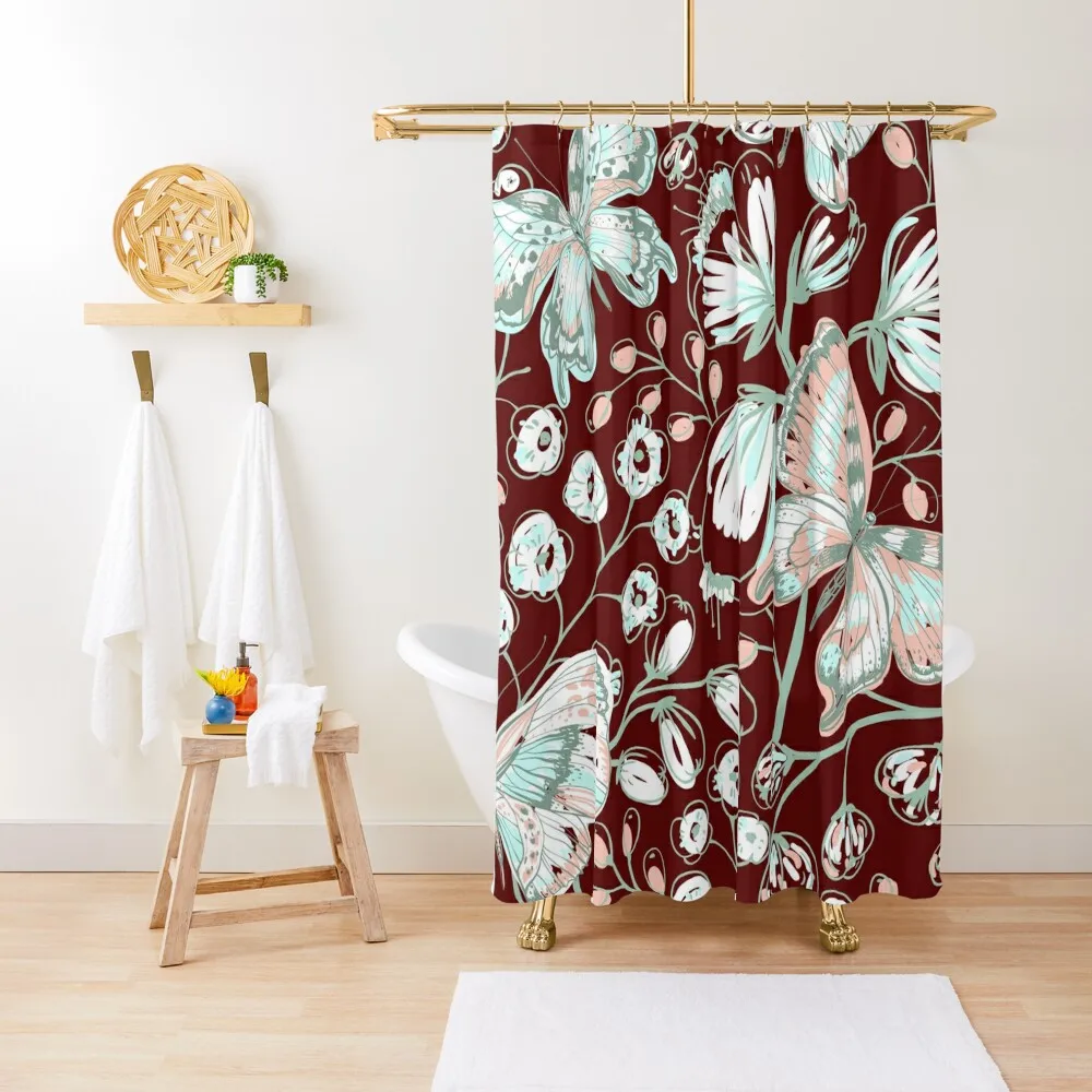 

Butterfly pattern Shower Curtain Cute Shower Bathroom Decor Waterproof Fabric Bathroom For Bathrooms Curtain