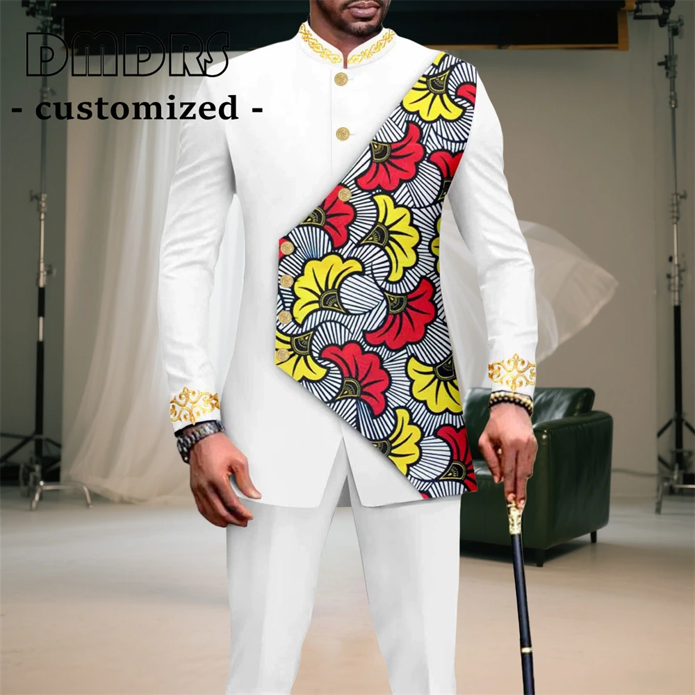 

African Fashion for Men Custom Size 2PC Suit Set Ankara Print Blazer & Pants XS-6XL Plus Size Traditional Style