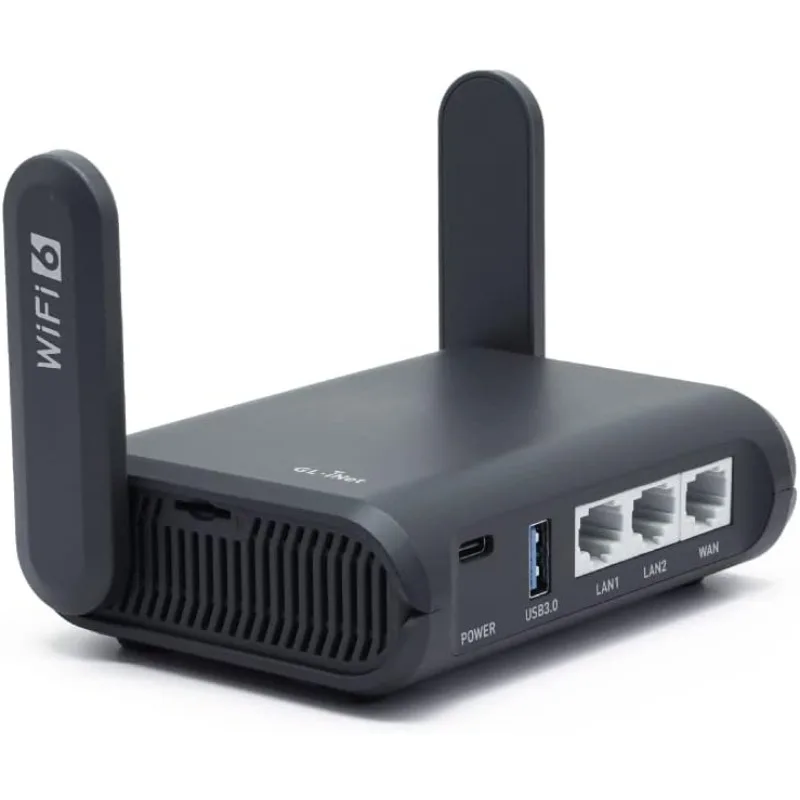 

GL-AXT1800 (Slate AX) Pocket-Sized Wi-Fi 6 Gigabit Travel Router, Extender/Repeater for Hotel&Public Network Storage, VP