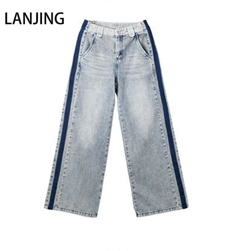 2021 spring autumn loose retro high waist thin denim trousers wide leg pants women\'s tide  baggy jeans women  denim jeans