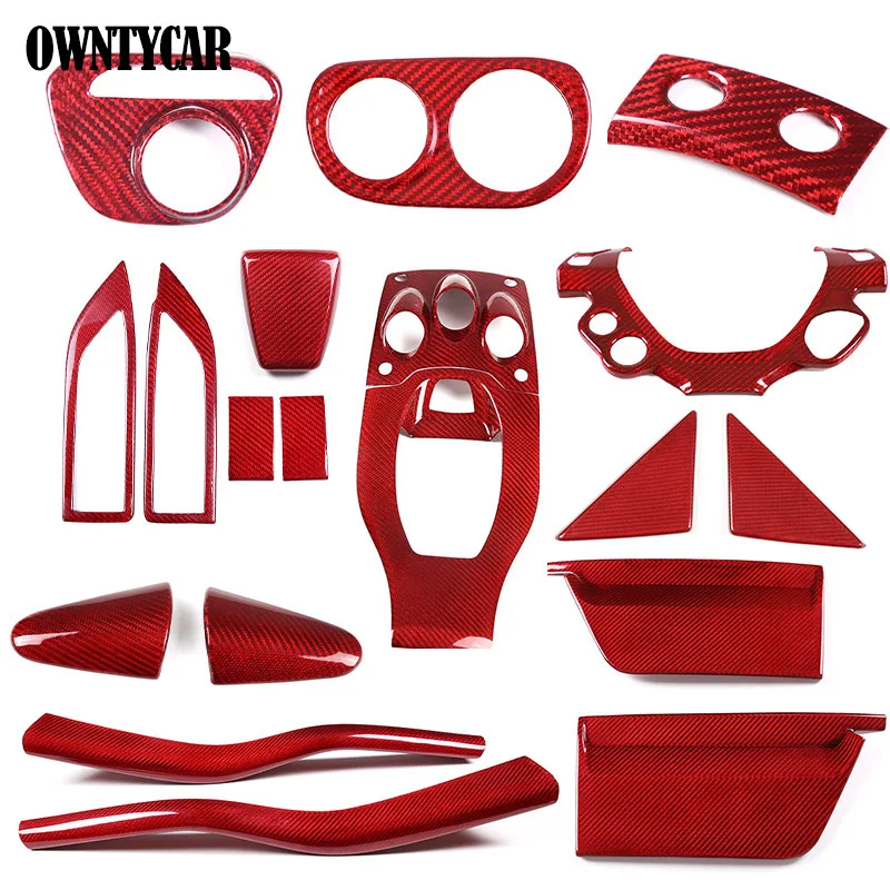 

Для Ferrari 458 2011-16 красный из настоящего углеродного волокна, панель передач автомобиля, стеклянный переключатель подъема, дверная ручка, крышка, декоративная наклейка, аксессуары