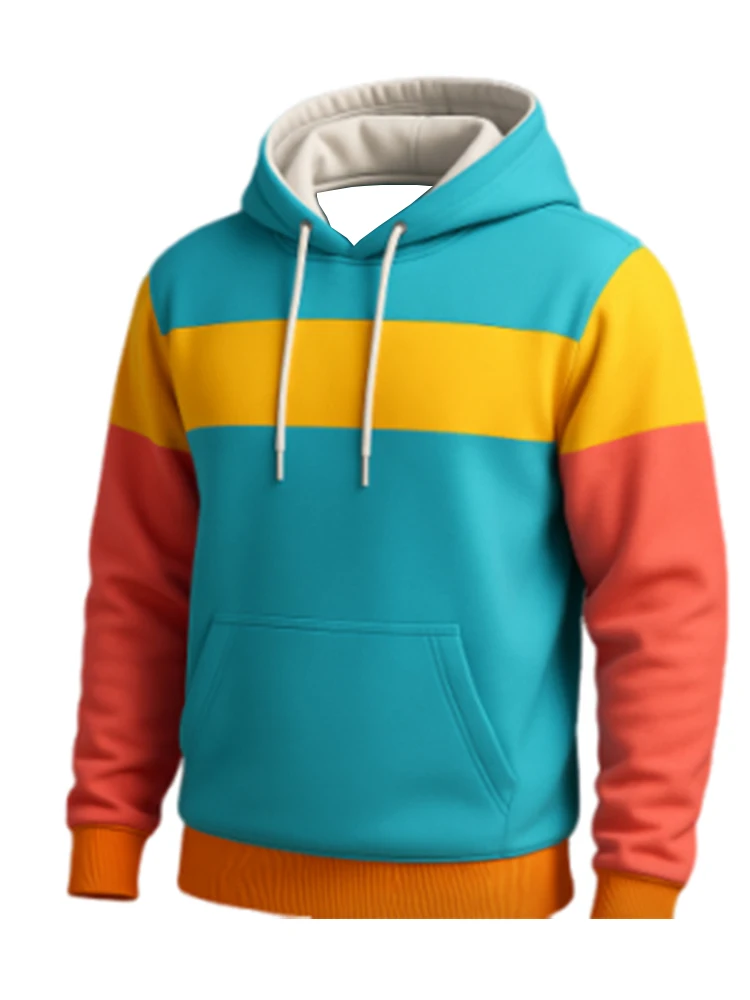 

2025 New Trendy 3D Adult Hoodie With Novel Color Blocking Pattern And Kangaroo Pocket For Daily Wear Hooded Sweatshirt