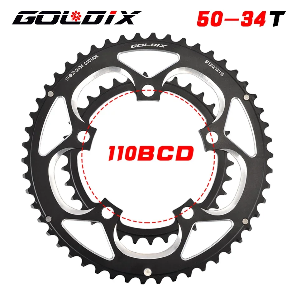 

GOLDIX chainring 110 bcd chainring дорожный велосипед 34T 50T сталь/алюминий Chainwheel 8/9/10/11 speed chainring Tooth plate Parts