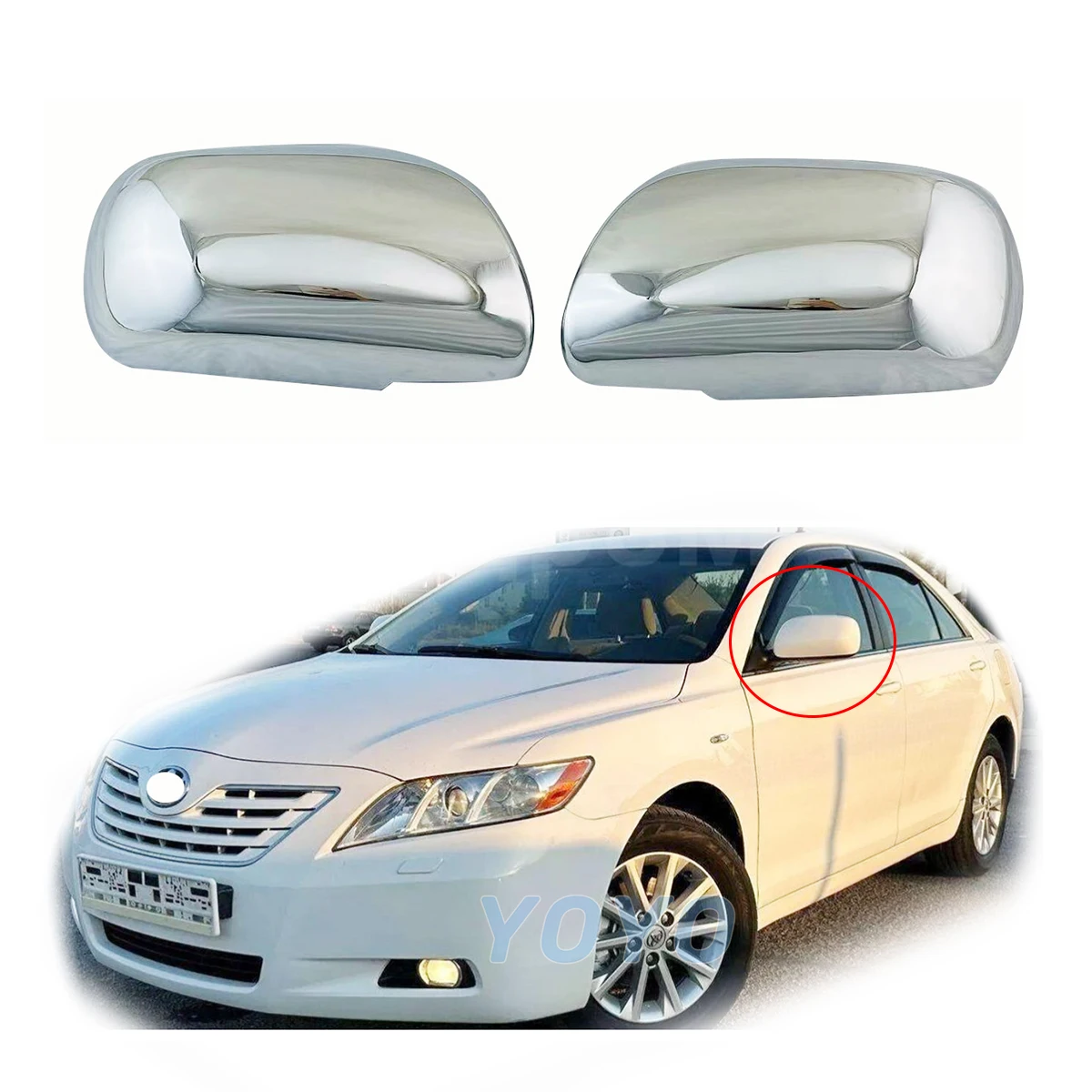 

2Pcs Car Chrome Rearview Accessories Plated 2007 2008 2009 2010 For Toyota Camry Door Mirror Cover Trim