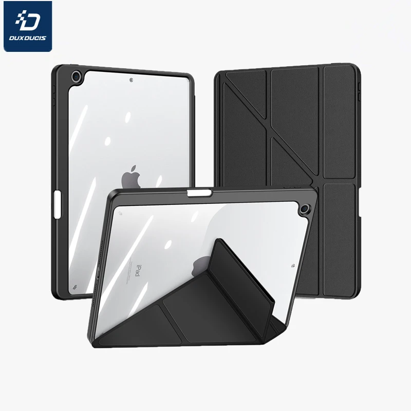 Dux Ducis PU Leder transparente PC-Rückwand Schutzhülle für iPad 9 10,2 Zoll stoß feste Stift Slot Tablet Schutzhülle