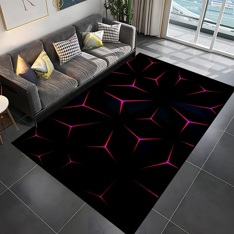 Tapis géométrique Lea de grande surface, miroir abstrait 3D, salon, chambre à coucher, décor de canapé, sol, polymère de jeu pour enfants, cadeau