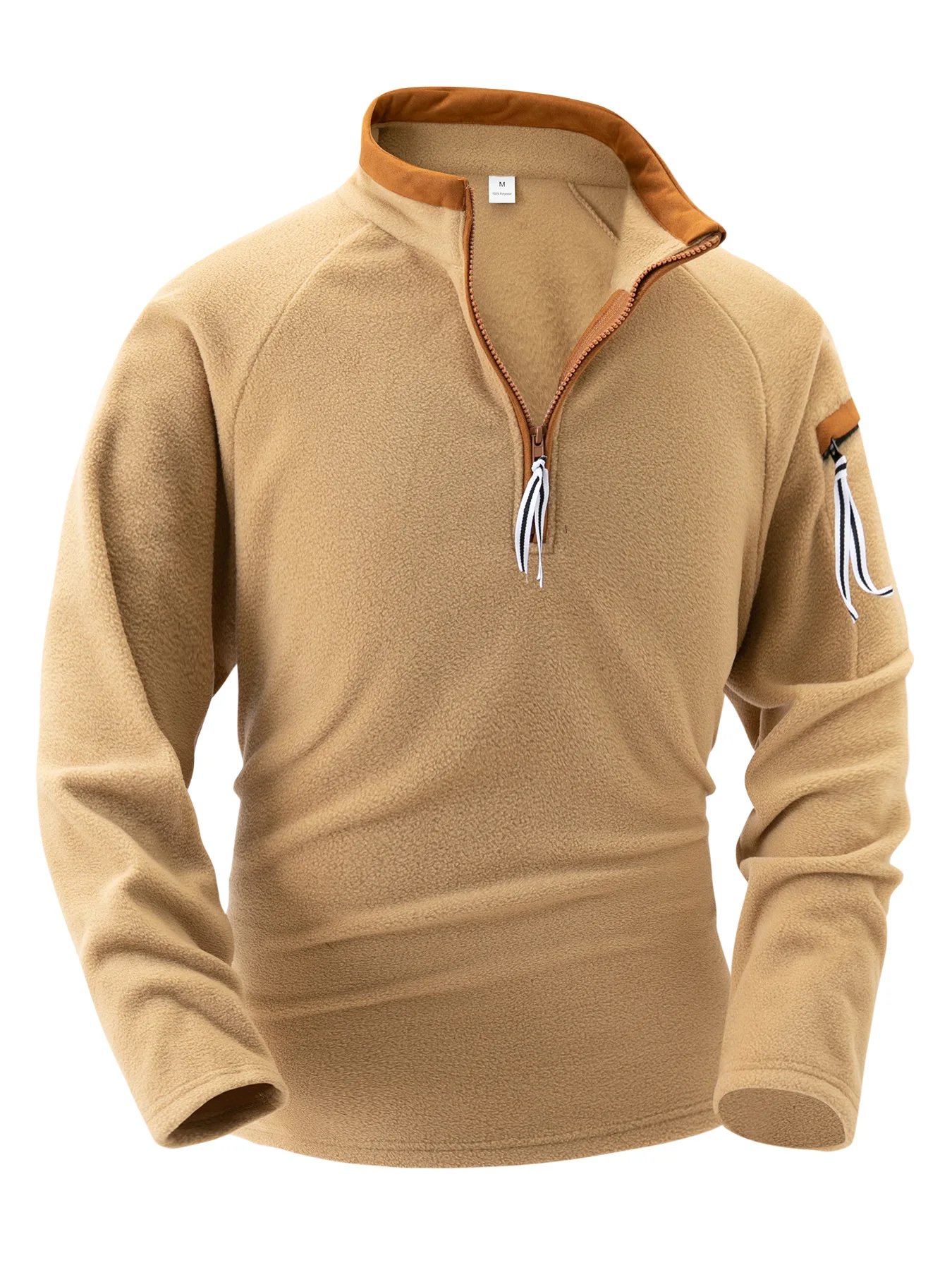 2025 nieuwe heren winter hoodie met lange mouwen effen kleur top rits revers dikke sportmode top