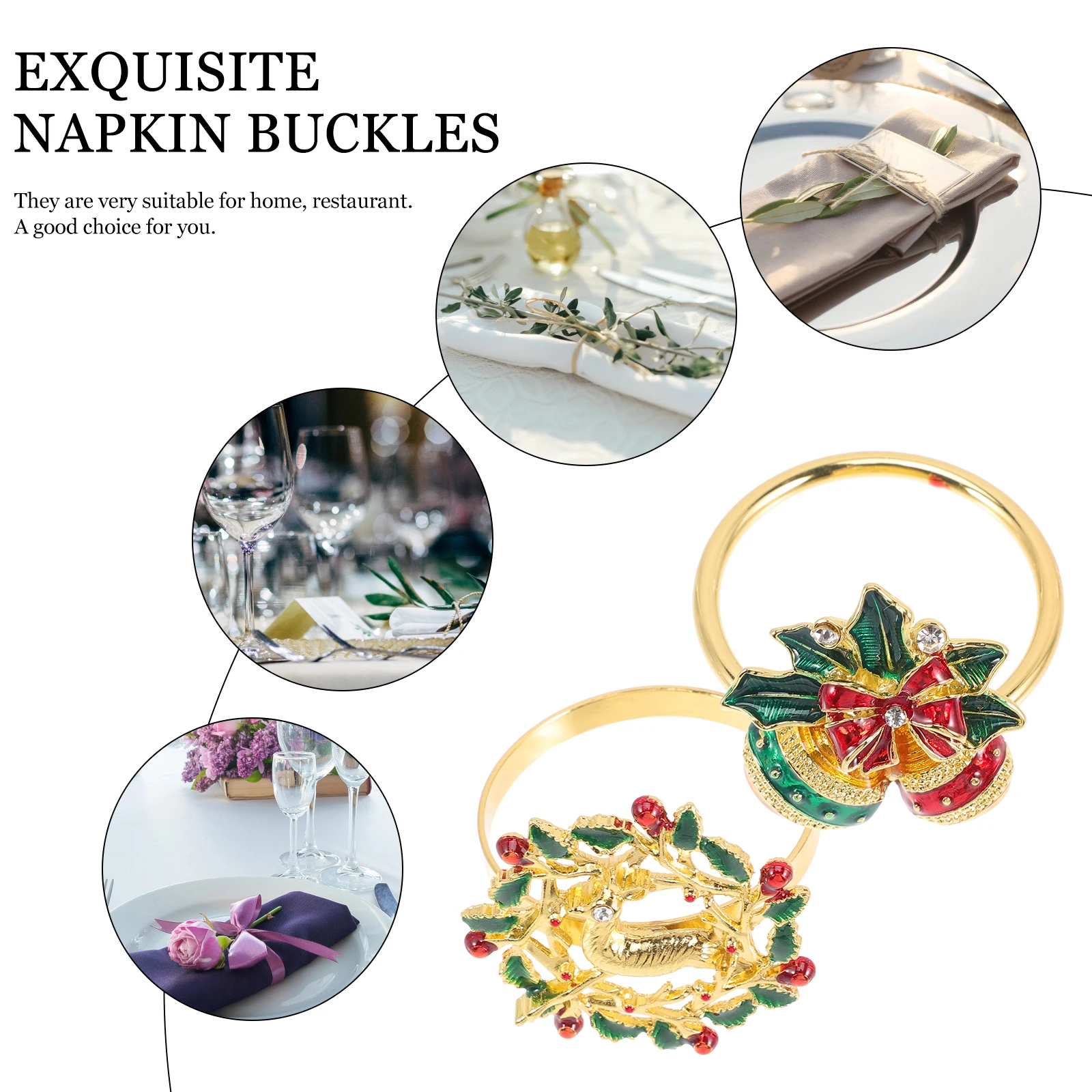 

2 Pcs Napkin Buckle Rings for Dining Table Pearl Decoration Napkins Alloy Ornaments Bell