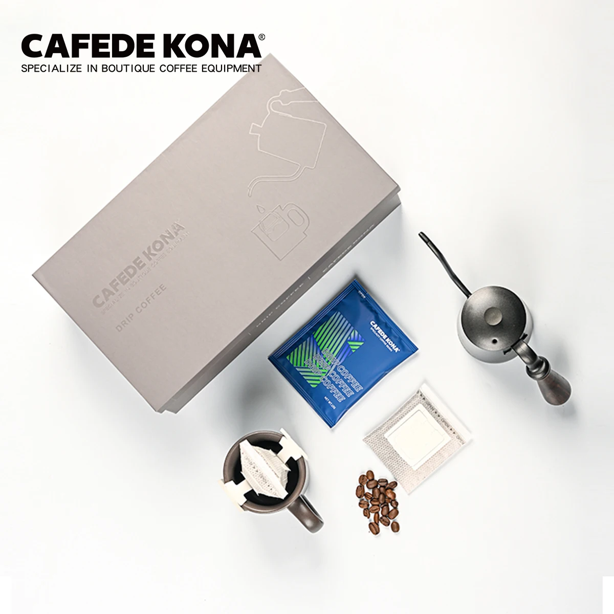 CAFEDE KONA Hot Sale Hanging Ear Coffee Bag Modern Manual Drip Travel Bag Gift Box Packaging Pour Over Coffee Maker Set