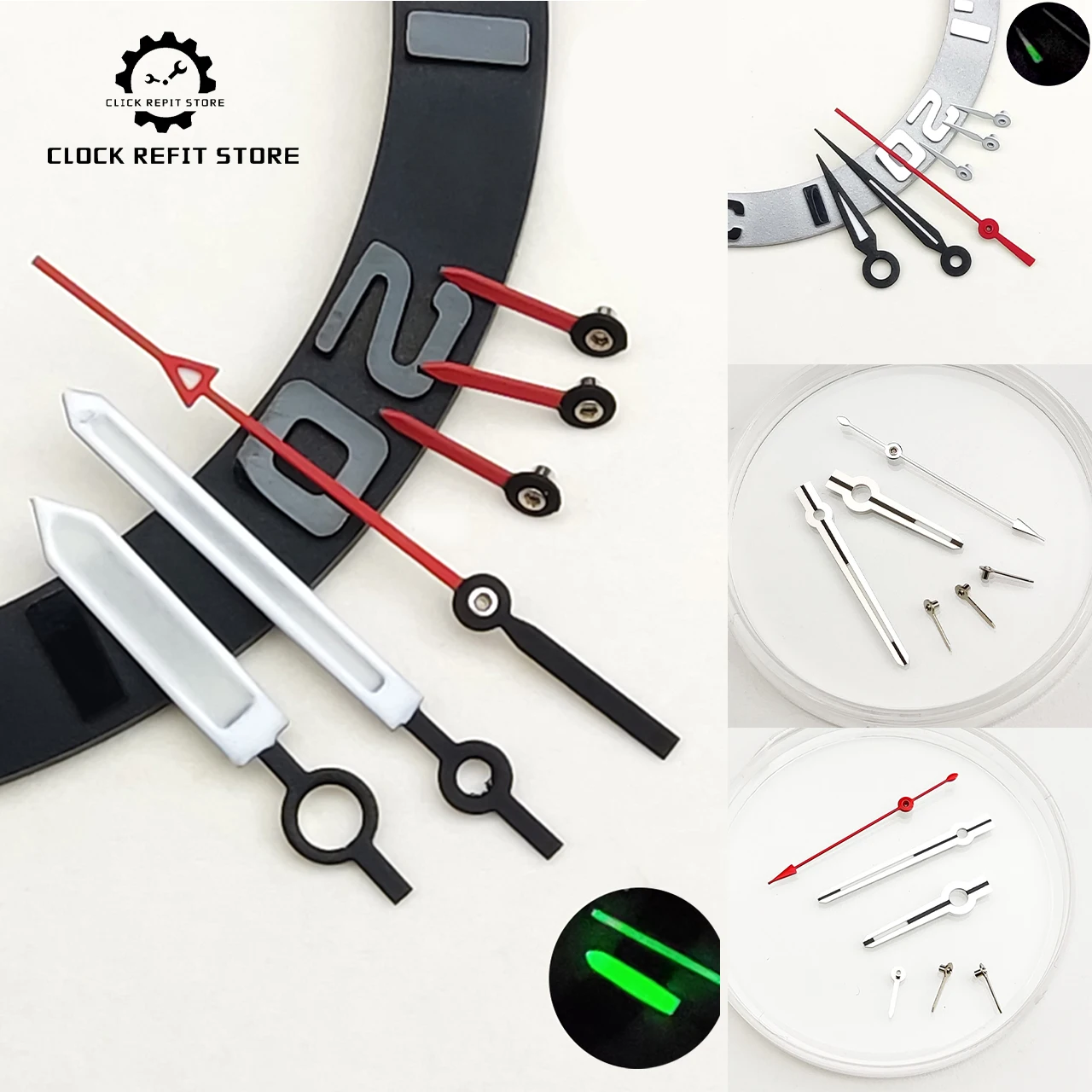 6 Hands Luminous Watch Hands Set for VK63 Quartz Chronograph, Sword Style Glow in Dark Mod Parts, Hot Sale DIY Upgrade