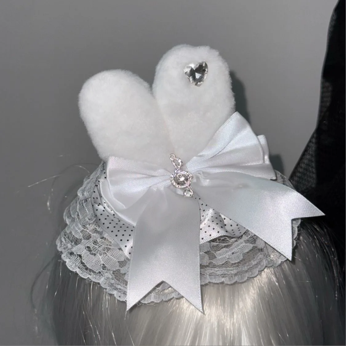 Handmade Note Polka Dot Bow Rabbit Ear Girl Mini Top Hat Headwear Lolita Lace Cute Decorative Flower Ball Fair Clip