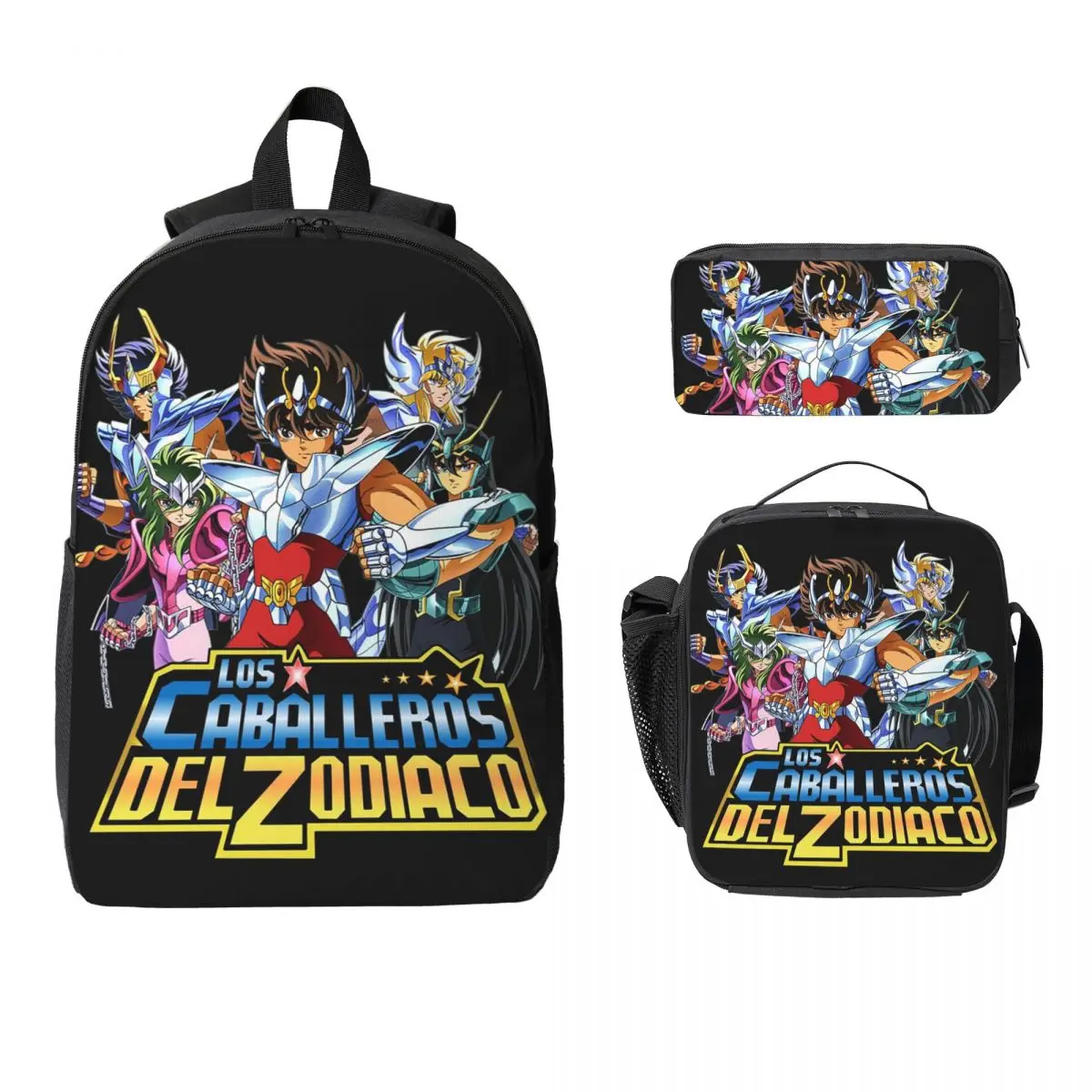 Cavalieri dello zodiaco Saint Seiya Zaino Studente Ragazzo Ragazza BookBag Borsa da scuola Borse a tracolla Borsa da pranzo isolata 3ps Astuccio