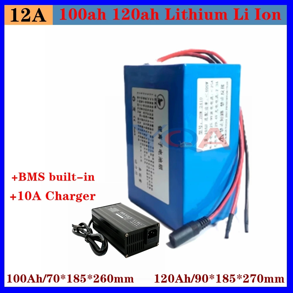 12v 100ah 120ah Lithium Li Ion Battery Bms 3s For RV Motorhome Solar Energy Storage Campers +10A Charger