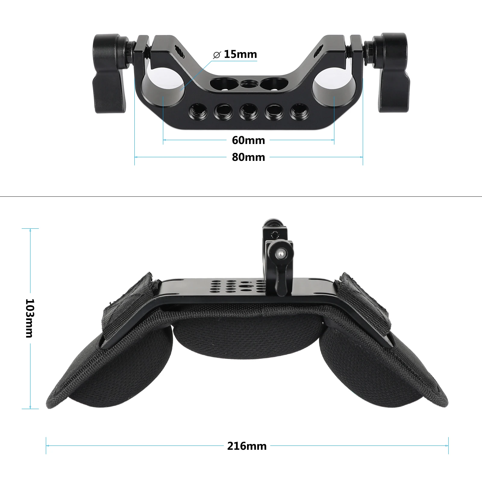 CAMVATE Shoulder Mount Shoulder Pad With 15mm Railblock Rod Clamp for Camera Video Camcorder DV/DC Rod Support System DSLR Rig