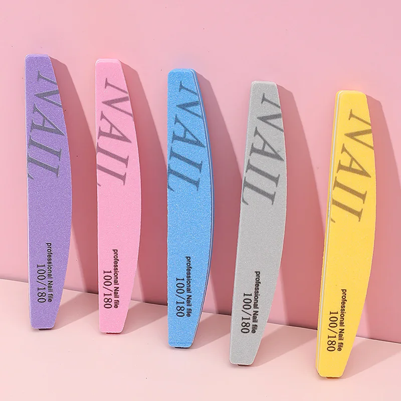 5/10Pcs Professional Half Moon Nail Files Grit 100/180 Washable Nails Sponge Polish Manicure Accessories File For Manicure