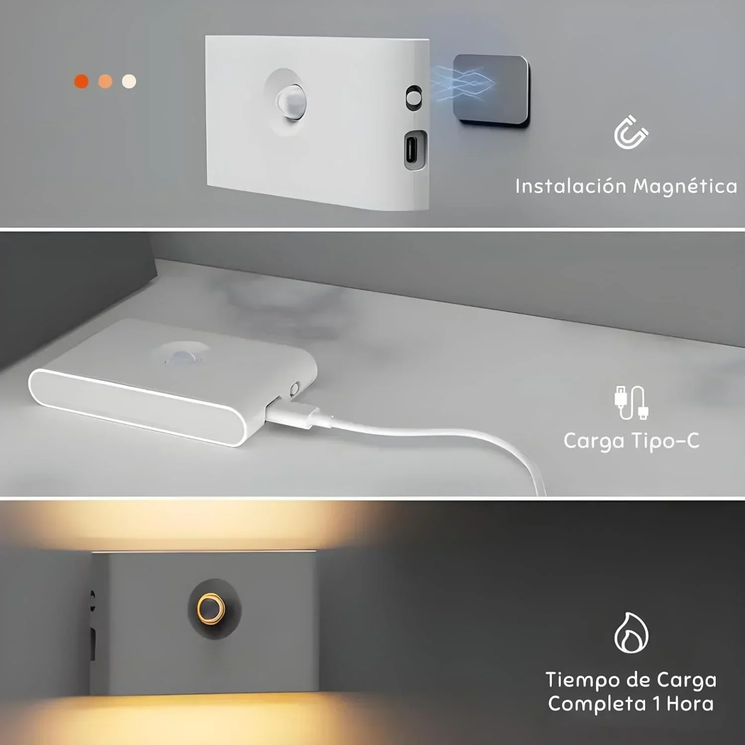 Imagem -06 - Xiaomi sem Fio Led Night Light com Sensor de Movimento Usb Recarregável Lâmpada Bateria Longa Vida para Sala Armário Cozinha