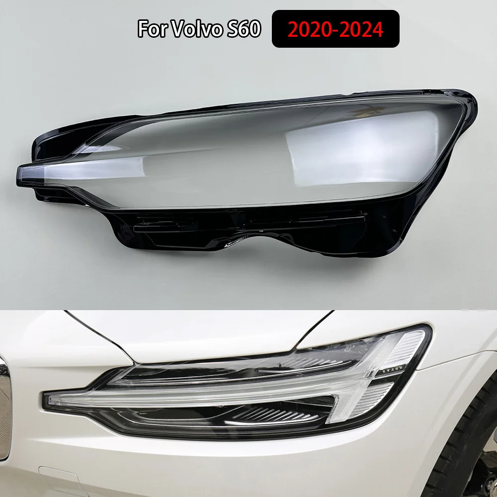 

For Volvo S60 2020-2024 Car Accessories Headlight Cover Transparent Lampshade Lamps Headlamp Shell Lens Plexiglass