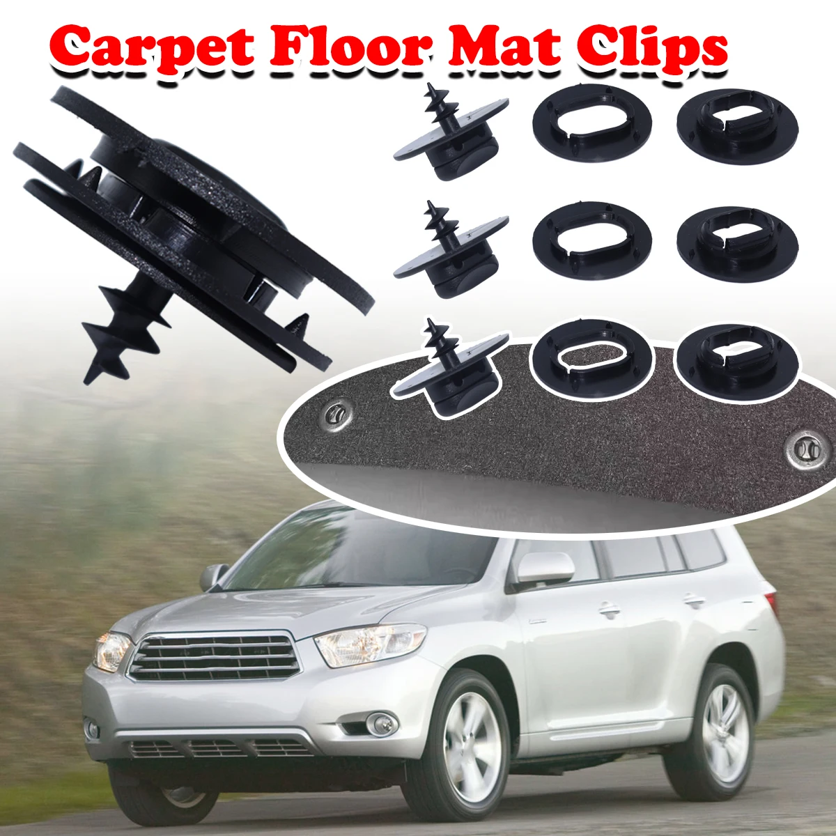 

For Toyota Highlander Car Floor Mat Clips Anti-Skid Fastener Clamps Carpet Fixing Buckles Auto Interior Tools 3D0898501BB41