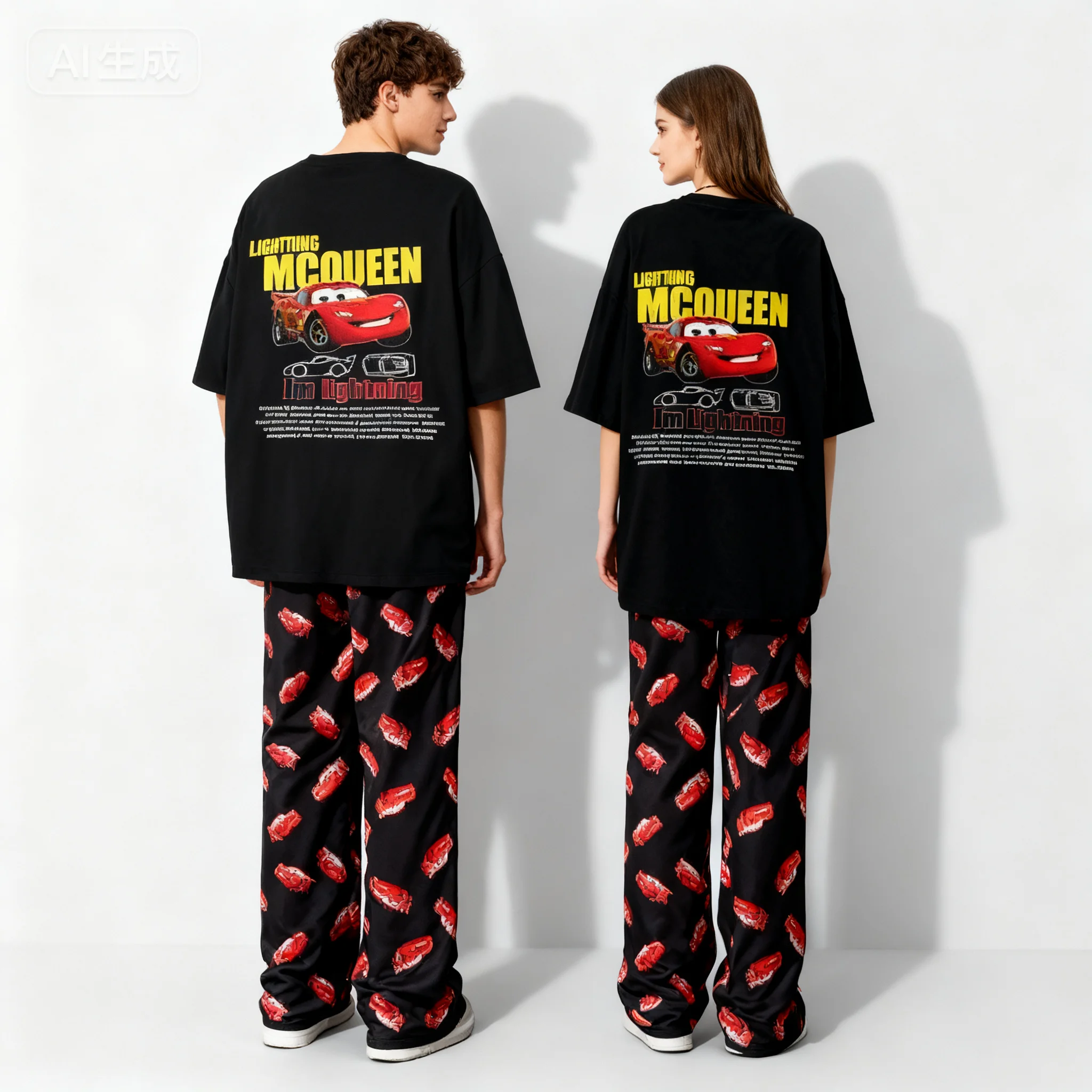 ديزني الساخن سيارة التعبئة الربيع والخريف الصيف قصيرة الأكمام السراويل مجموعة عارضة الكبار والأطفال الوالدين والطفل الملابس #1