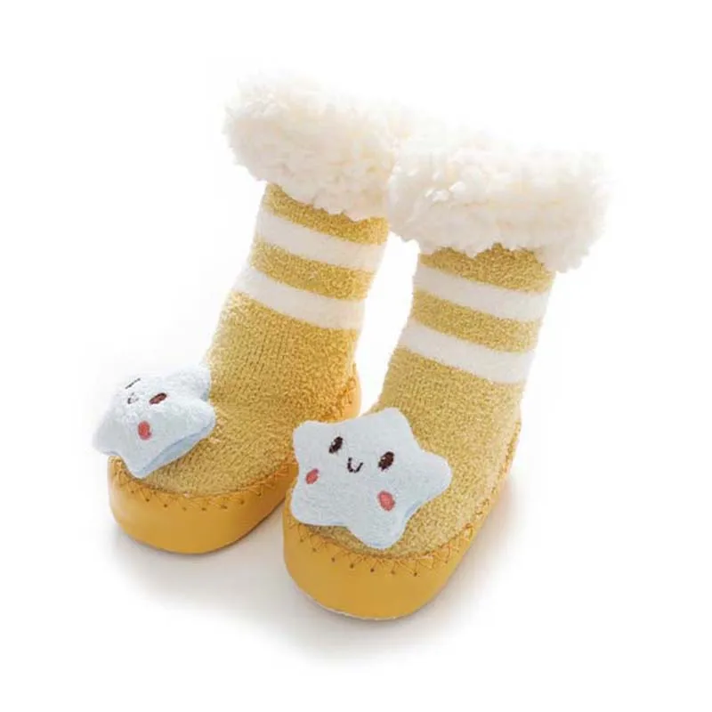 First Walkers Anti-slip Warm Newborn Floor Socks Winter Baby Boy Girl Booties Fluff Soft Toddler Shoes Baby Socks