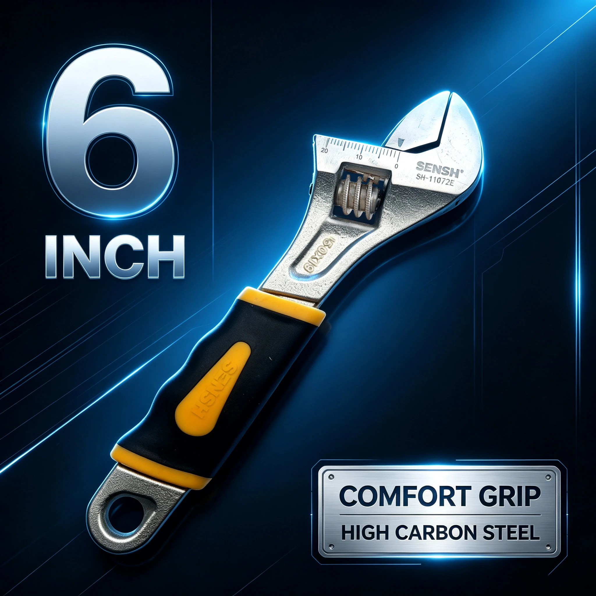 6 Inch Adjustable Wrench CRV Steel Adjustable Spanner Non Slip Handle Hand Tool for Household Machinery Repair