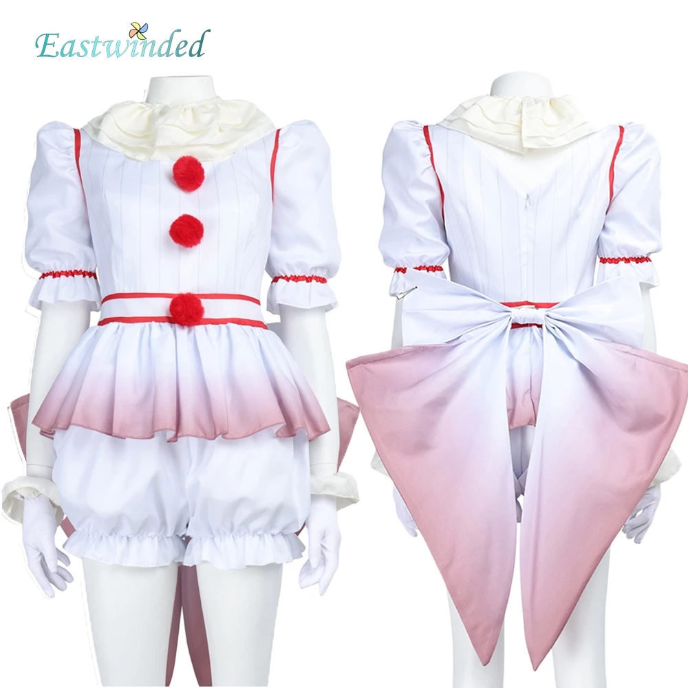 

Movie Terrifier 2 Penny Wise Cosplay Dress White Costume Clown Uniform Outfits Disguise Women Clothes Halloween Carnival Party