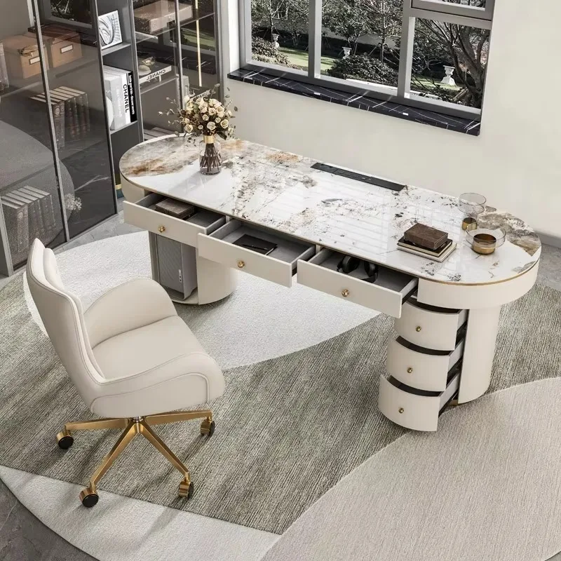 Escritorios de Computadora Elegantes con Cajones, Muebles de Lujo para Escritura, Estudio, Mesa para Laptop, Gabinetes para Sala de Estar, Mesa para Notebook