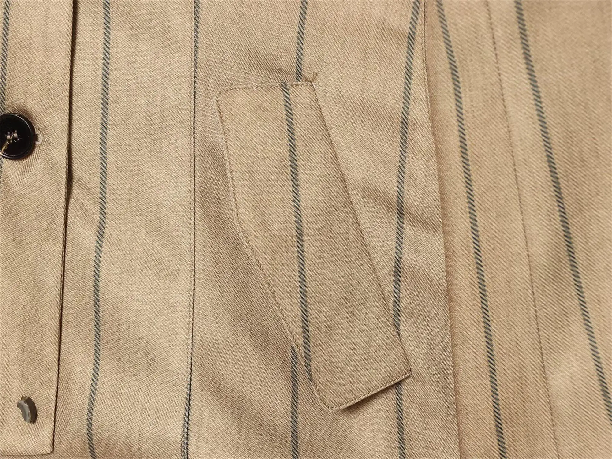 TFMLN Damen Blazer mit Streifenmuster und Stehkragen, schlank geschnitten, lässig, einreihig, Retro-Bürojacke, Oberbekleidung, modische Pendlerjacke – Detail 8
