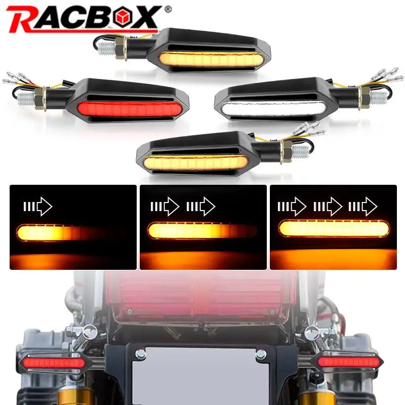 Motorcycle LED Turn Signal Lights 10mm Rear Lights Flasher Blinker Flowing Signal Lamp DRL Brake Tail Lamp For Street Dirt Bike