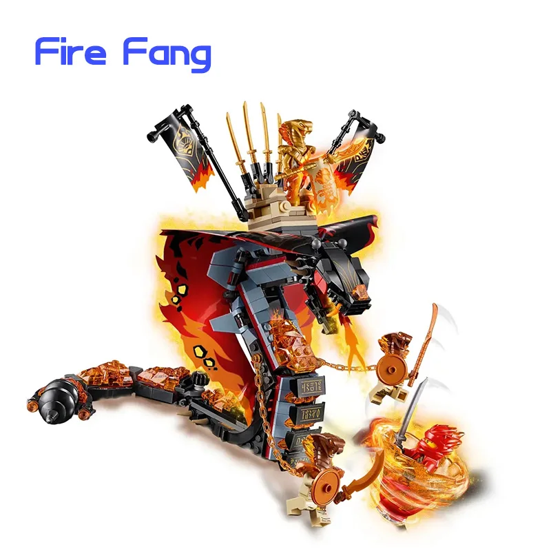 Fire Fang Spinjitzu Building Blocks Fit70674 Snake Kit Bricks Classic Movie Model Kids Toys For Gift