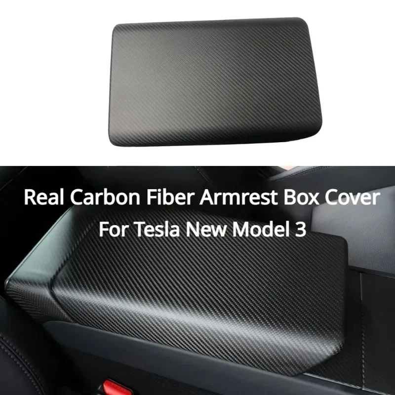 

For Tesla Model 3 Y 3+ Armrest Box Cover Toray 3K 240G Real Carbon Fiber Snap-in Type Installation Car Modification Decoration