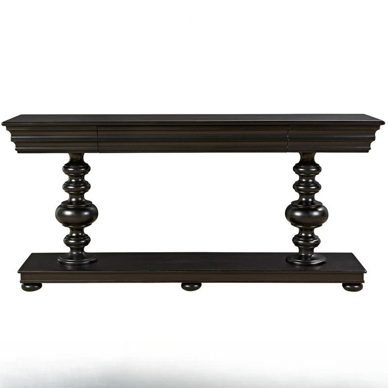 

American rural solid wood black and white French retro old Roman column storage foyer entrance table bed and breakfast
