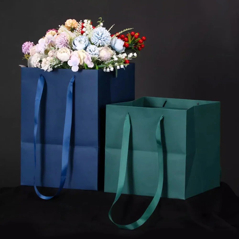 10Packs Portable Gift Bags Flower Packaging Box Wedding Valentine's Day Birthday Party Gifts Flower Shop Wrapping Paper Bags